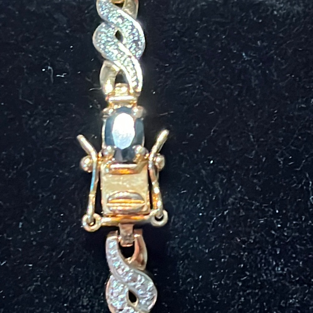 Sapphire and Diamond bracelet- 18KT gold over sterling silver - Picture 4 of 5